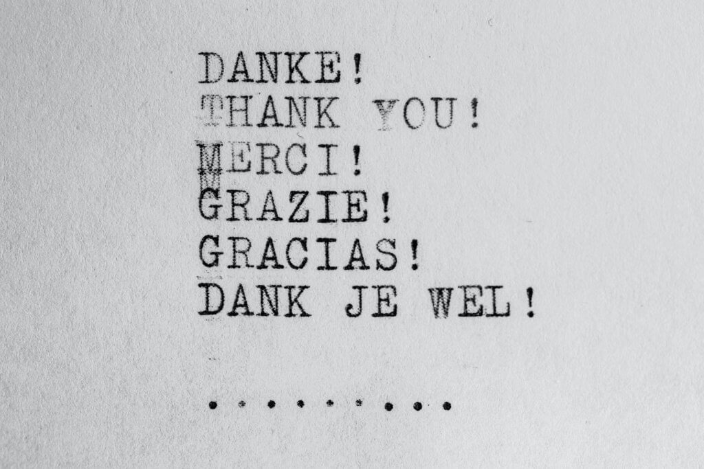 Gracias!, thank you!, Merci!, Grazie!, Dank je wel!